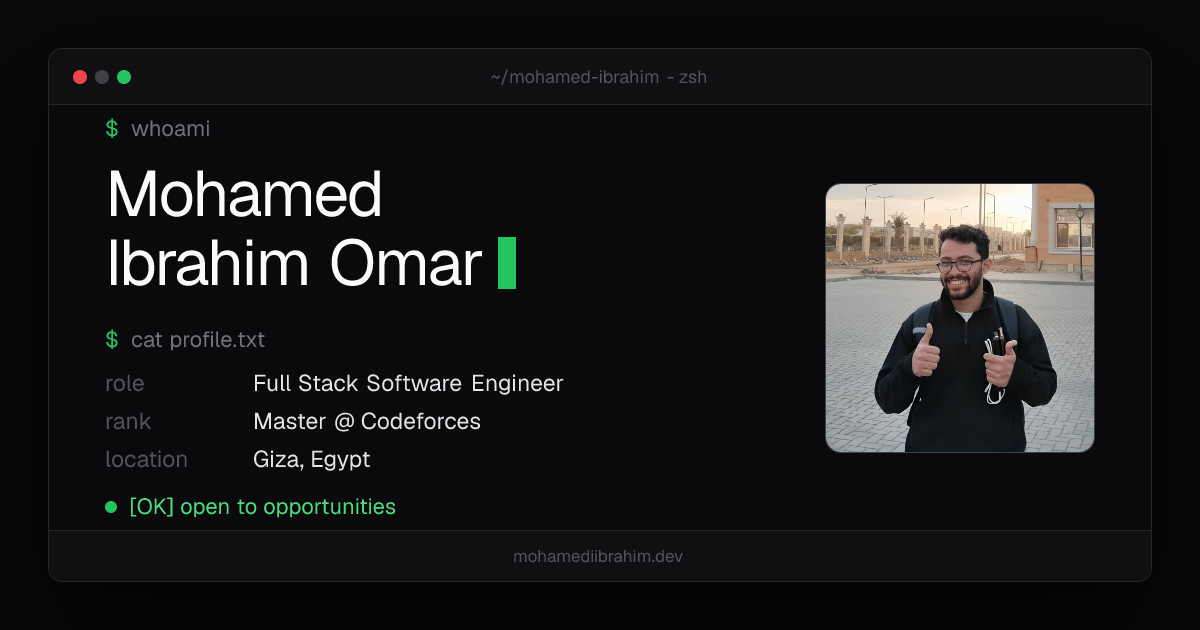 Mohamed Ibrahim Omar | Full Stack Software Engineer & Competitive ...